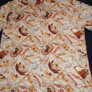 High Seas Trading Co Royal Tobacco Cigars Lion's Den Hawaiian Camp Shirt Large